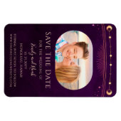 Mystic Rainbow Plum Sun Moon Star Save the Date Magnet (Horizontal)