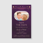 Mystic Rainbow Plum Sun Moon Star Save the Date Magnetkarte (Vorderseite)