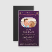 Mystic Rainbow Plum Sun Moon Star Save the Date Magnetkarte (Vorne/Hinten)