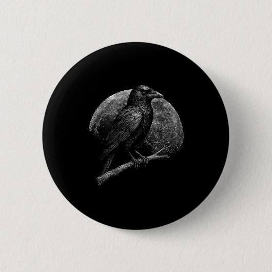 Mystic Raven Moon Dark Folklore Witchcraft Viking Button (Vorderseite)