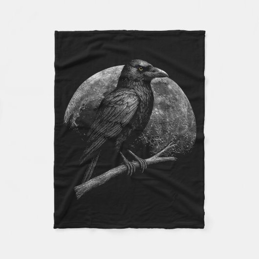 Mystic Raven Moon Dark Folklore Witchcraft Viking  Fleecedecke (Vorderseite)