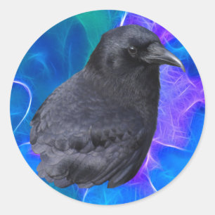 Mystic Raven Portrait Celtic Pagan Art Runder Aufkleber