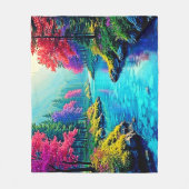 Mystic River Träumerischer Waldpfad Design Fleecedecke (Vorderseite)