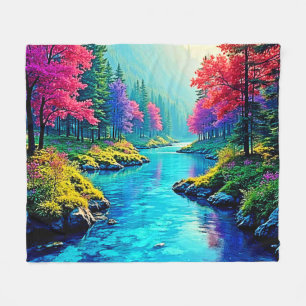 Mystic River Träumerischer Waldpfad Design Fleecedecke