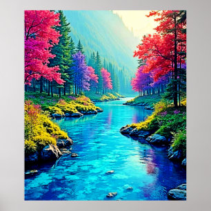Mystic River Traumhafter Waldpfad Design Poster
