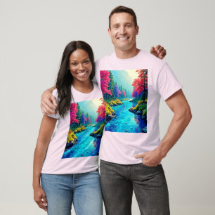 Mystic River Traumhafter Waldpfad-Design T-Shirt