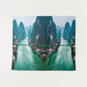 Mystic River Valley - Karst Mountain Serenity Wandteppich (Vorderseite (Horizontal))