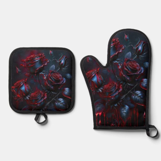 Mystic Rose Oven Mitt & Pot Holder Ofenhandschuh & Topflappen-Set (Vorderseite)
