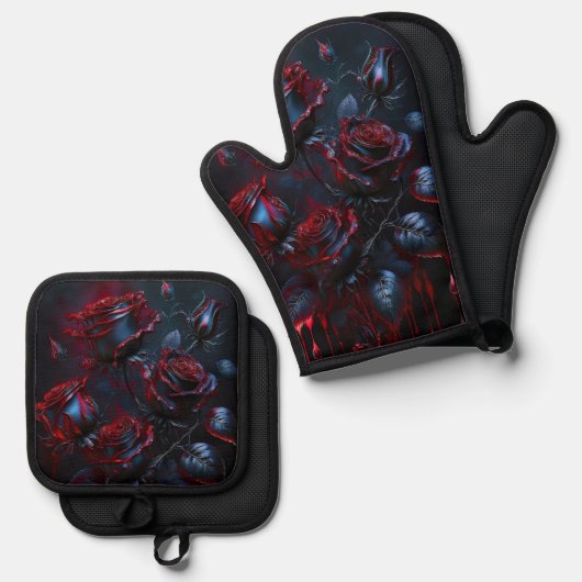 Mystic Rose Oven Mitt & Pot Holder Ofenhandschuh & Topflappen-Set (Vorderseite/Rückseite)