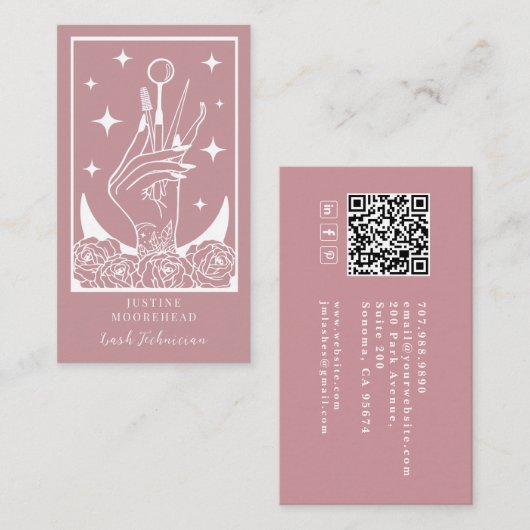 Mystic Rose Tarot Lash Tech Visitenkarte (Vorne/Hinten)