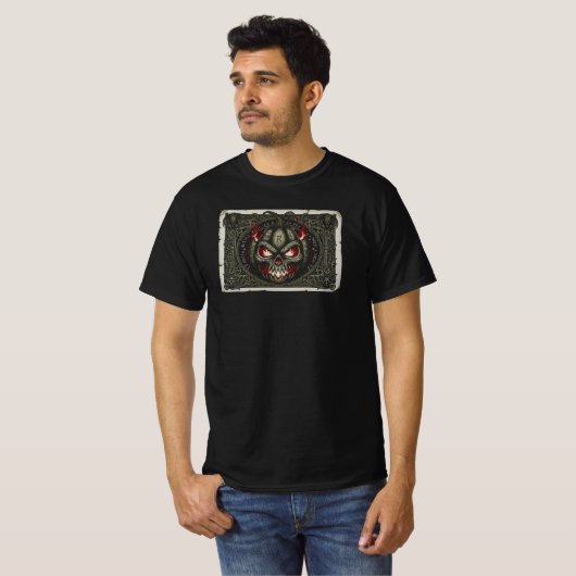 Mystic Rune Pumpkin Skull | NUR SCHWARZ T-Shirt (Vorne ganz)