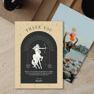 Mystic Sagittarius Zodiac Arch Danke Karte