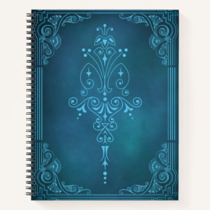 Mystic Scrollwork - Blue Fantasy Grimoire Cover Notizblock