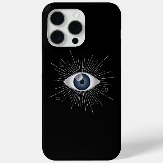 Mystic Silver & Blue Evil Eye Nazar Mati auf Black Case-Mate iPhone Hülle (Rückseite)