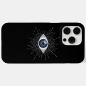 Mystic Silver & Blue Evil Eye Nazar Mati auf Black Case-Mate iPhone Hülle (Rückseite (Horizontal))