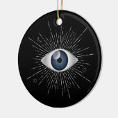 Mystic Silver & Blue Evil Eye Nazar Mati auf Black Keramik Ornament (Links)