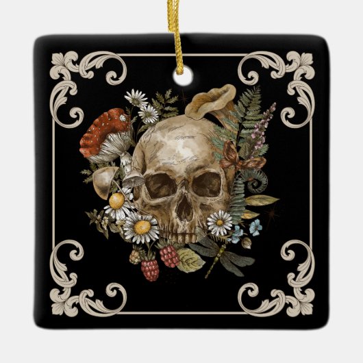 Mystic Skull Vintag Black Keramikornament (Vorderseite)