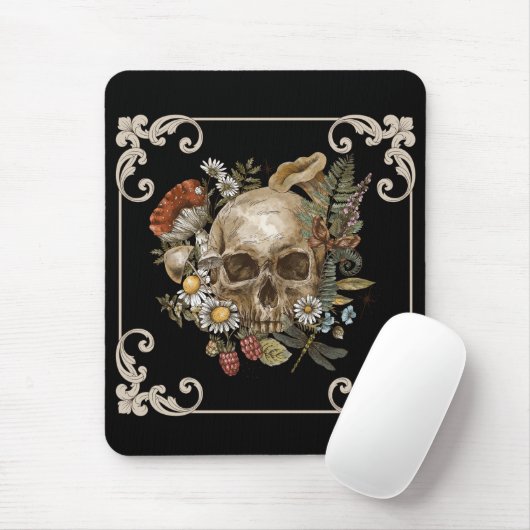 Mystic Skull Vintag Black Mousepad (Mit Mouse)