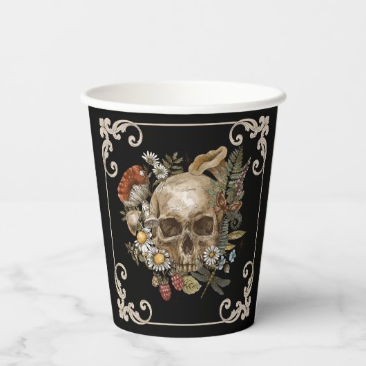 Mystic Skull Vintag Black Pappbecher (Rückseite)