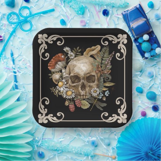 Mystic Skull Vintag Black Pappteller (Party)