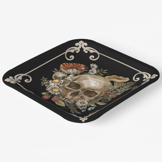 Mystic Skull Vintag Black Pappteller (Gewinkelt)