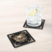 Mystic Skull Vintag Black Rechteckiger Pappuntersetzer (Vor Ort)