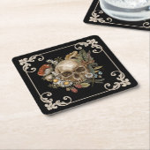 Mystic Skull Vintag Black Rechteckiger Pappuntersetzer (angewinkelt)