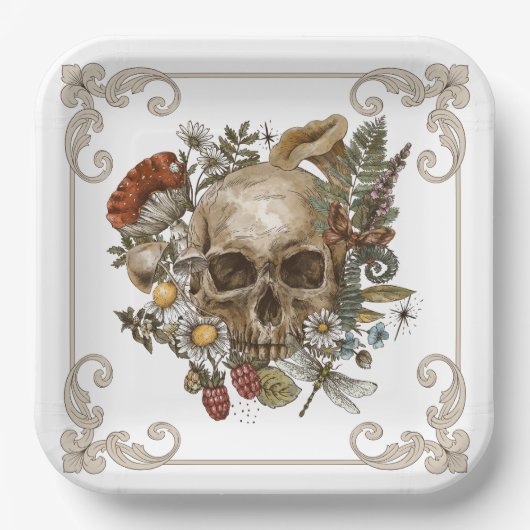 Mystic Skull Vintag Pappteller (Vorderseite)