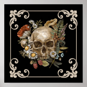 Mystic Skull Vintage Schwarz Poster