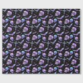 Mystic Skulls Bats & Crosses Geschenkpapier (Flach)