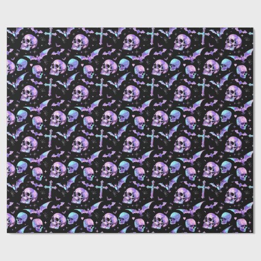 Mystic Skulls Bats & Crosses Geschenkpapier (Flach)
