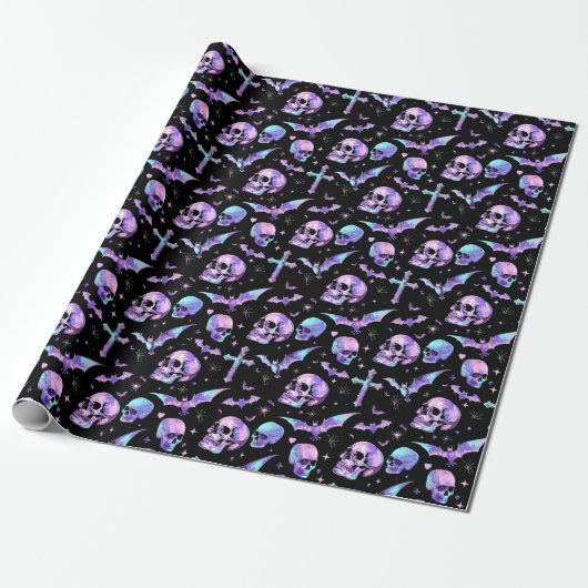 Mystic Skulls Bats & Crosses Geschenkpapier (Ungerollt)