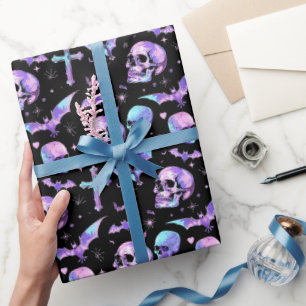 Mystic Skulls Fledermäuse und Kreuz Geschenkpapier