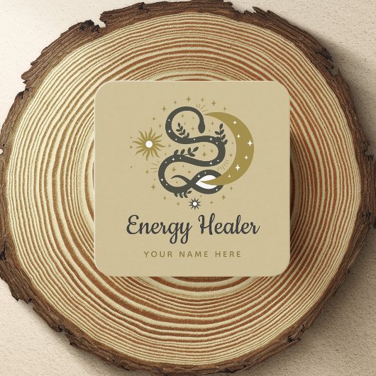 Mystic Snake Sun Moon Star Celestial Energy Healer Quadratische Visitenkarte