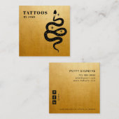Mystic Snake Tattoo Artist Gold Quadratische Visitenkarte (Vorne/Hinten)