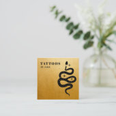 Mystic Snake Tattoo Artist Gold Quadratische Visitenkarte (Stehend Vorderseite)