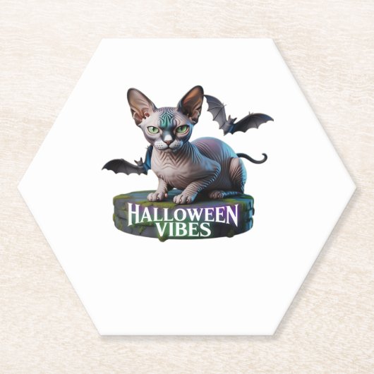Mystic Sphynx Cat Halloween Aura Classic T-Shirt Untersetzer (Vorderseite)