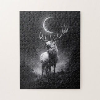 Mystic stag under Crescent Moon Puzzle
