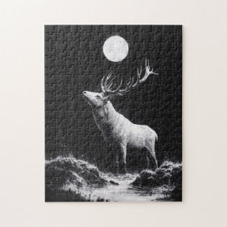 Mystic stag under full moon puzzle