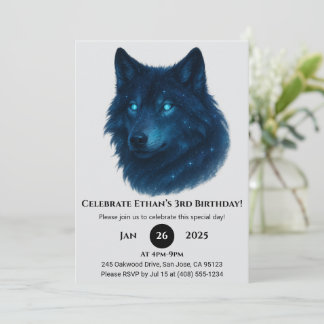 Mystic Star Wolf Birthday Einladung