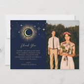 Mystic Starry Night Sun Moon Navy Foto Dankeskarte (Vorderseite)