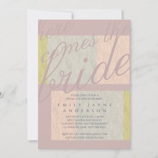 Mystic Storm Typografy Brautparty Blue Pink Einladung (Vorderseite)