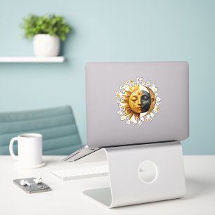 Mystic Sun and Moon Custom Cut Vinyl Sticker