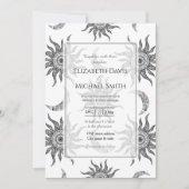 Mystic Sun Moon Black und White Einladung (Vorderseite)