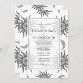 Mystic Sun Moon Black und White Einladung (Vorne/Hinten)
