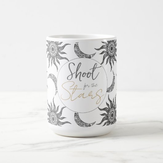Mystic Sun Moon Black und White Kaffeetasse (Mittel)