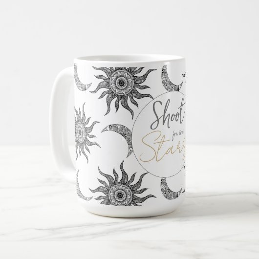 Mystic Sun Moon Black und White Kaffeetasse (Vorderseite Links)