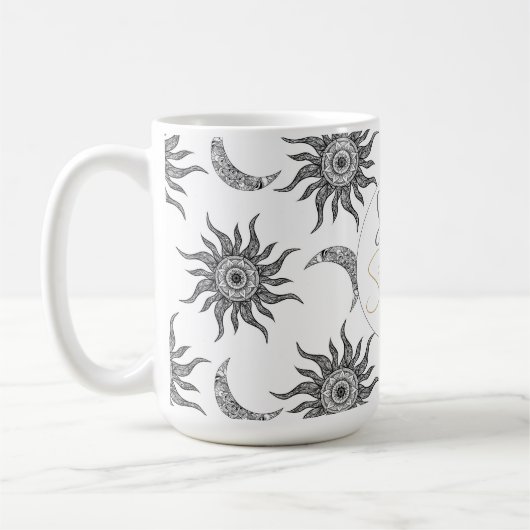 Mystic Sun Moon Black und White Kaffeetasse (Links)