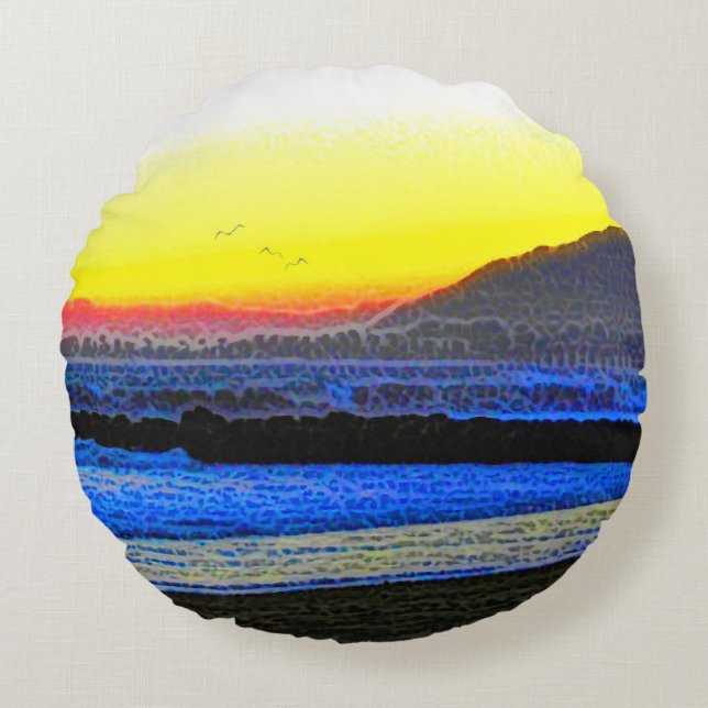 Mystic Sunset  Rundes Kissen (Vorderseite)