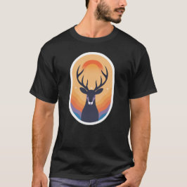 Mystic Sunset Stag  Retro Boho Deer Silhouette Art T-Shirt